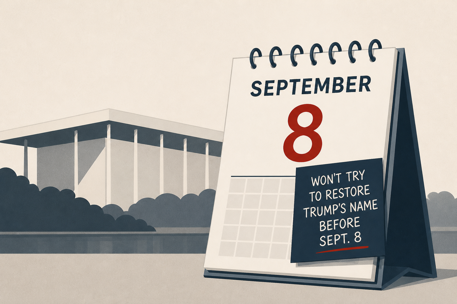 Kennedy Center says it won't try to restore Trump's name before Sept. 8