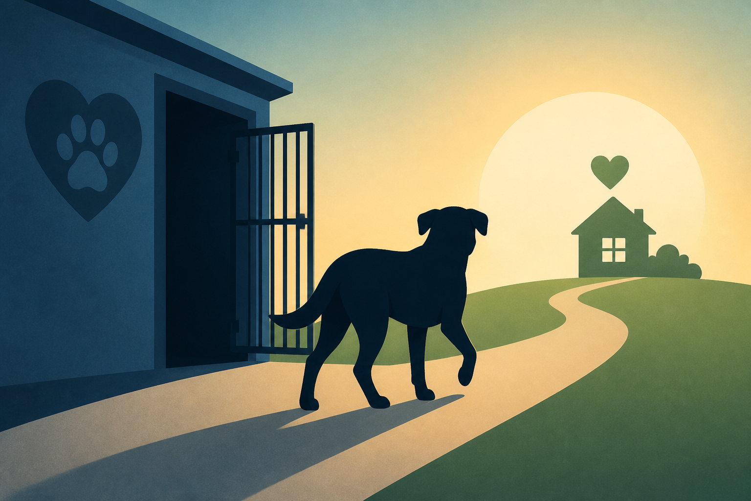 Shelter Dog Leaves the Kennel for One Final Walk, Not Realizing His Life Is About To Change