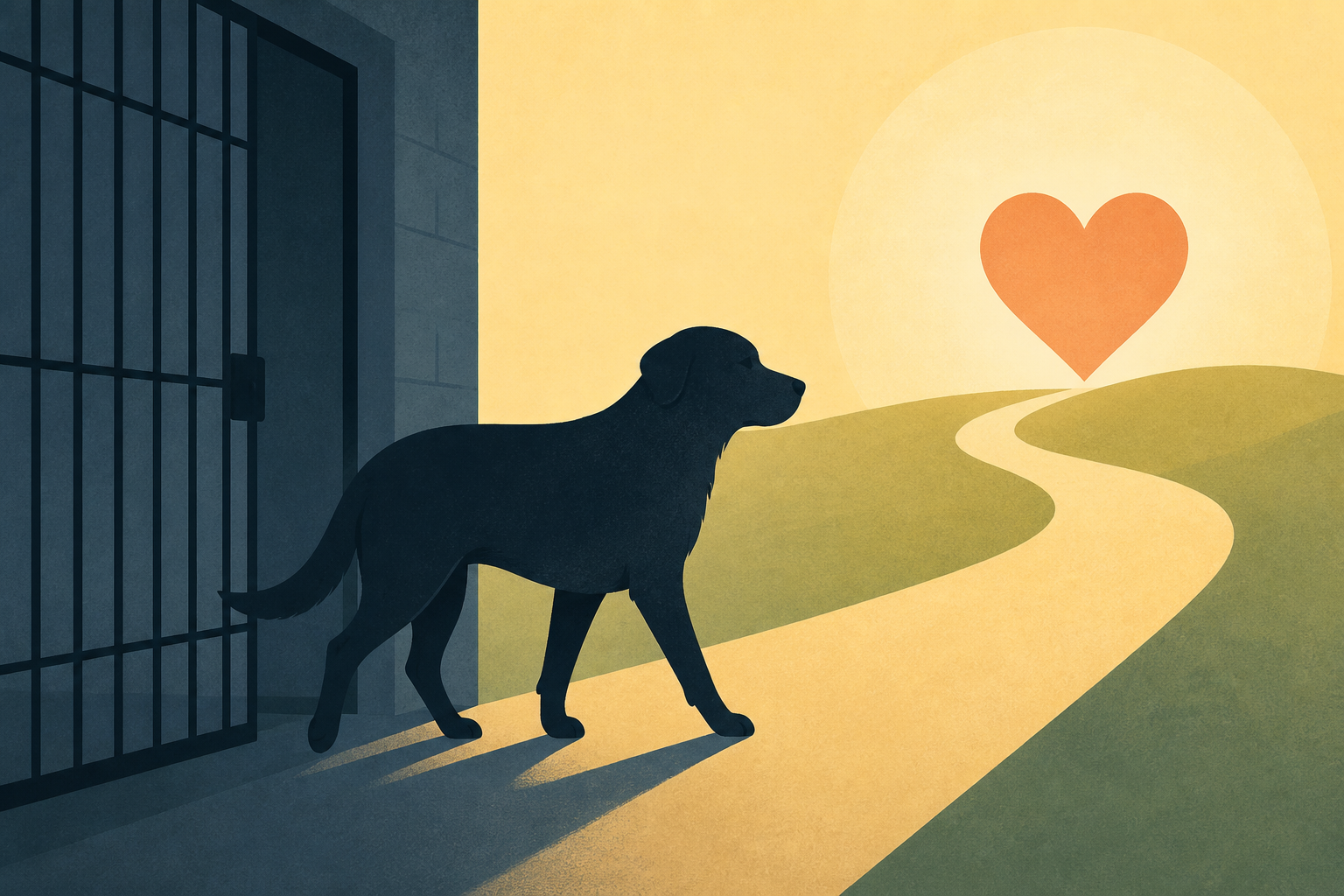 Shelter Dog Leaves the Kennel for One Final Walk, Not Realizing His Life Is About To Change