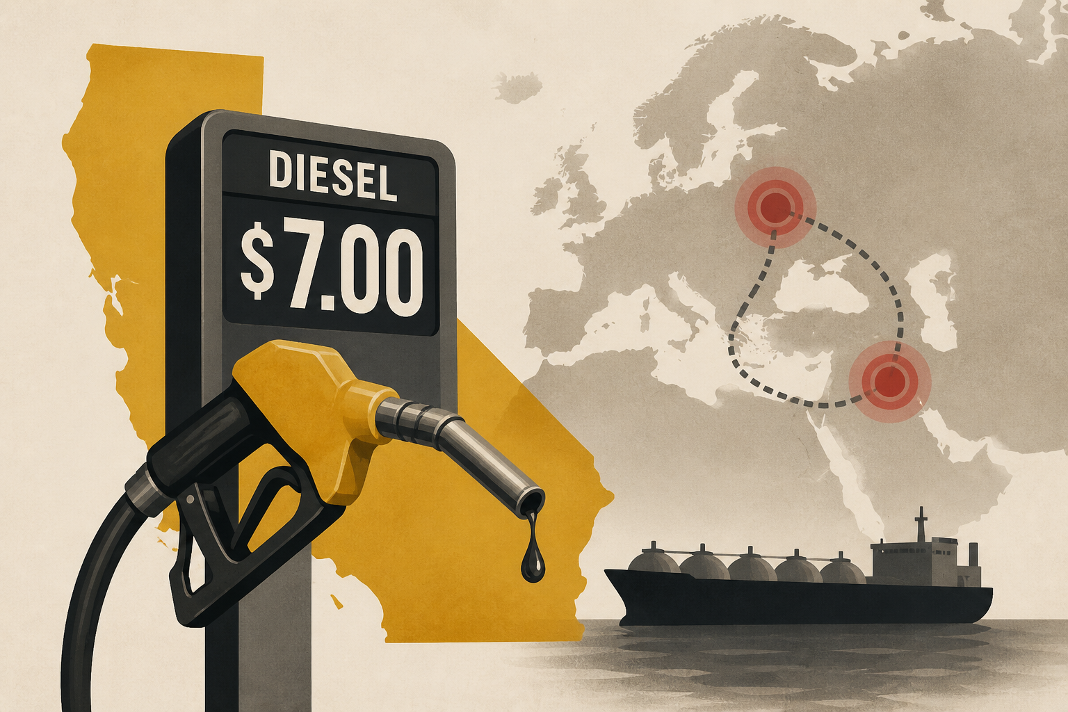 Diesel in California hits $7 as wars in Europe, Middle East strain supply