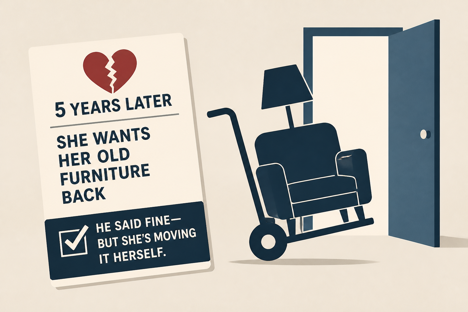 5 Years Later, His Ex Wants Her Old Furniture Back. He Said Fine-But She's Moving It Herself.