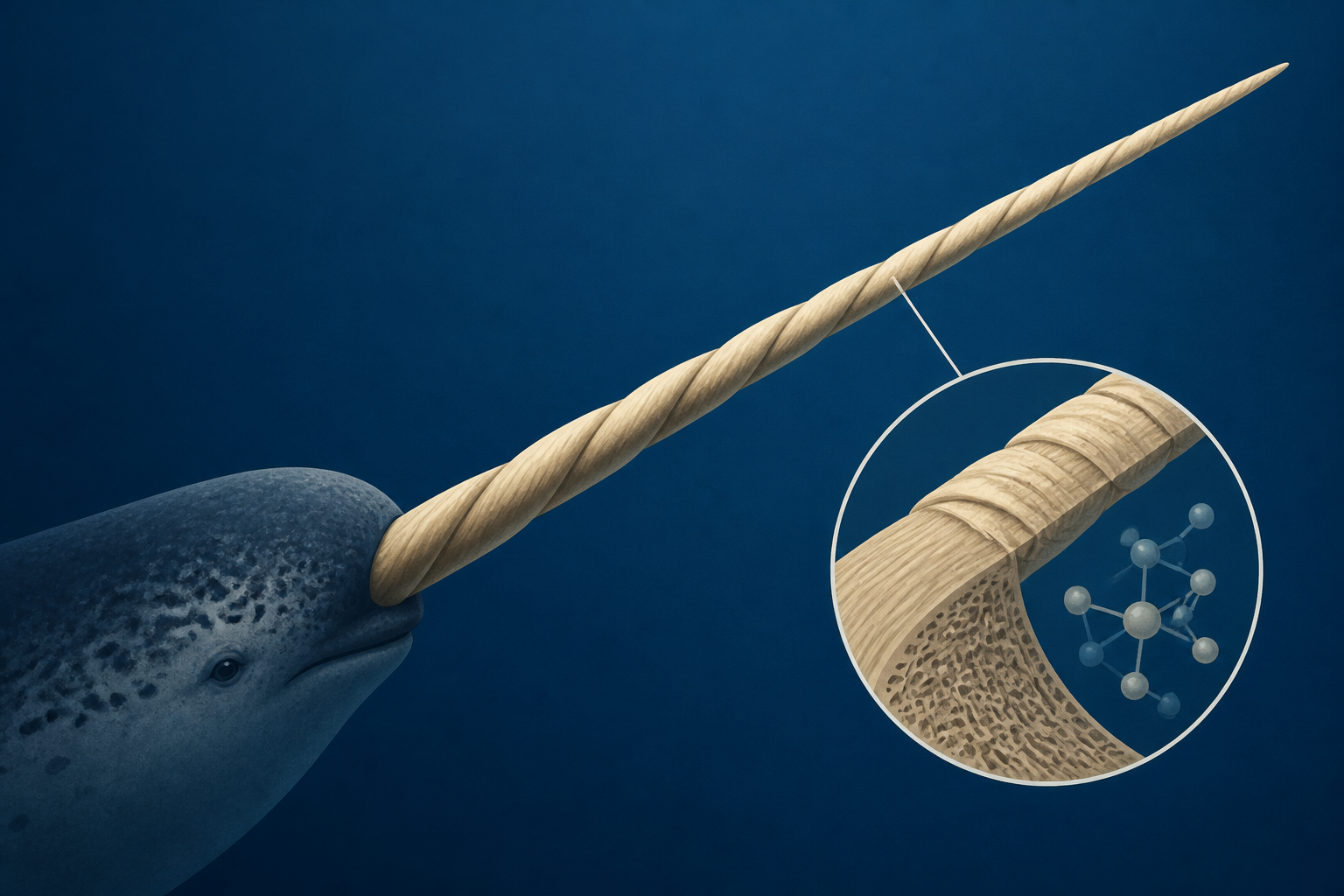 Why does a narwhal's tusk twist and what's it made of?