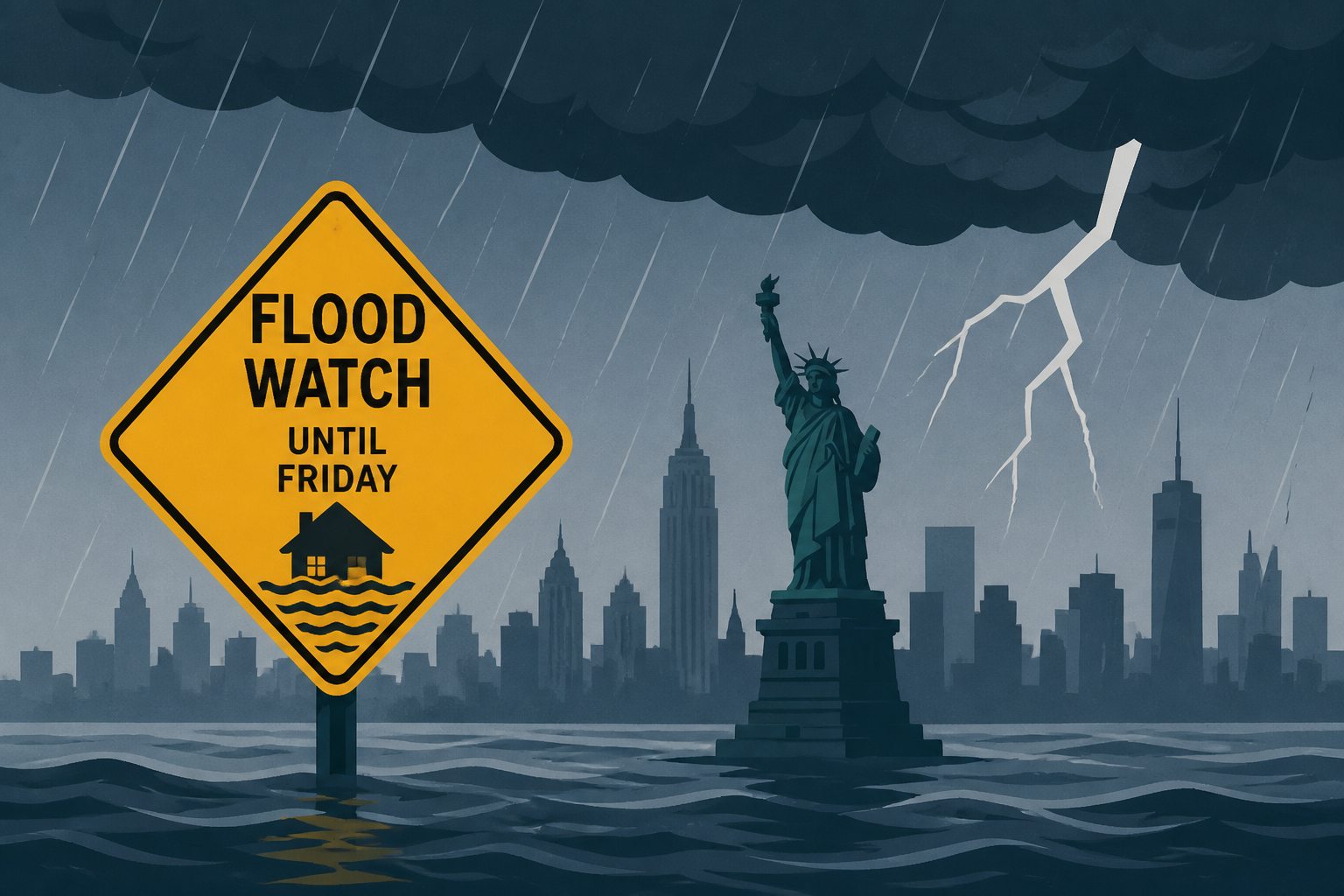 NYC bracing for heavy thunderstorms with flood watch until Friday