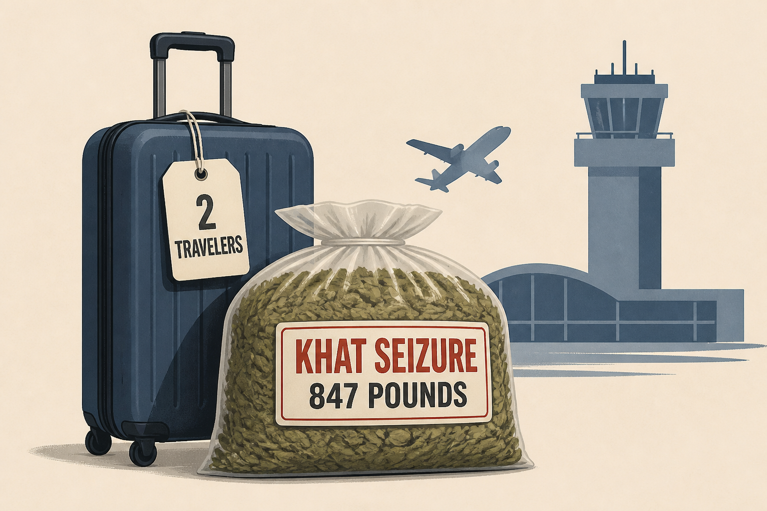 Khat seizure of 847 pounds at Baltimore airport tied to 2 travelers