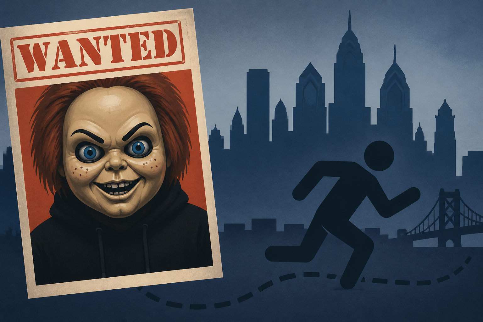 Man in creepy Chucky-style mask wanted by Philadelphia police is possibly on the run