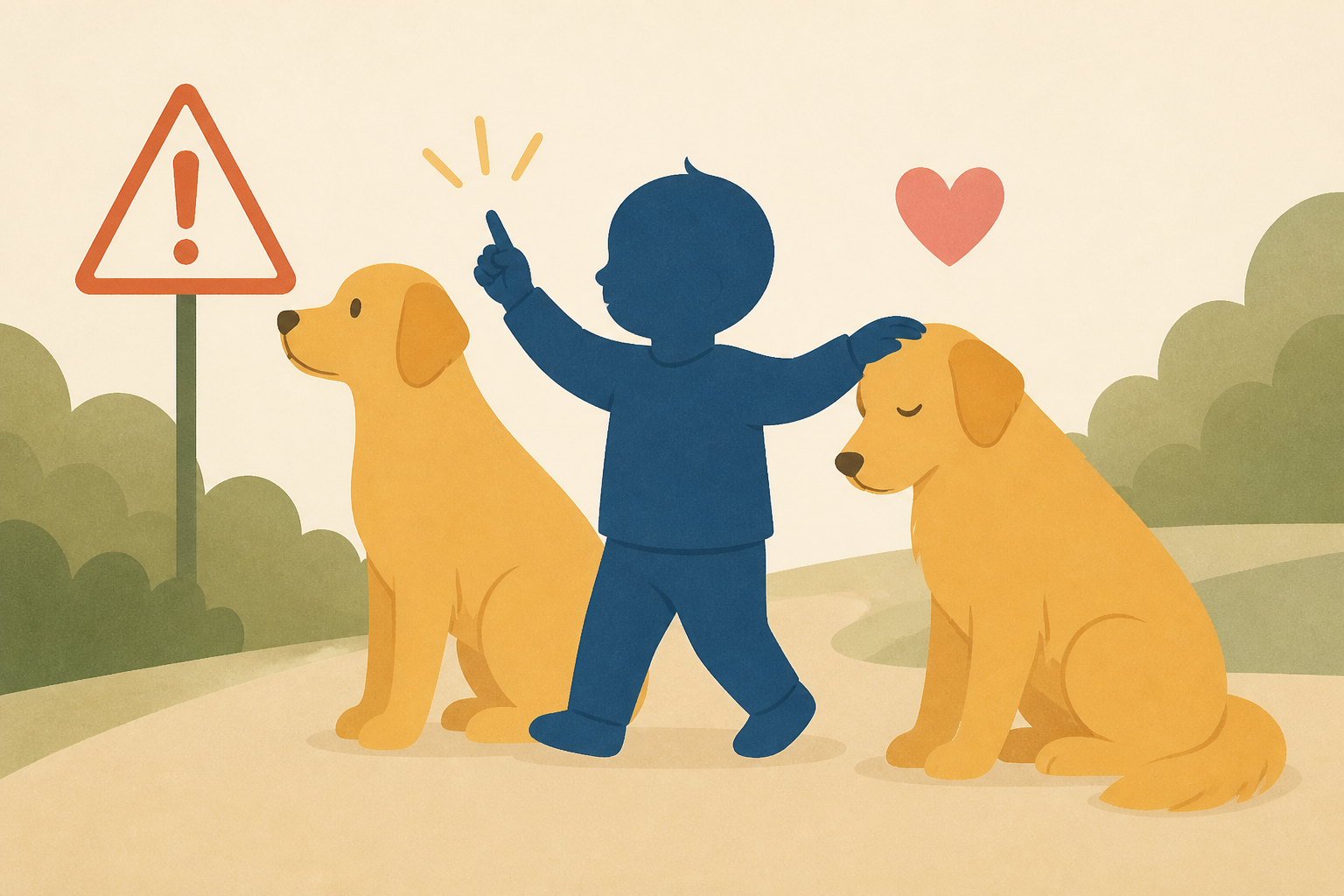 Toddler Warns Golden Retrievers During Their Walk, Then Comforts Them in the Sweetest Way