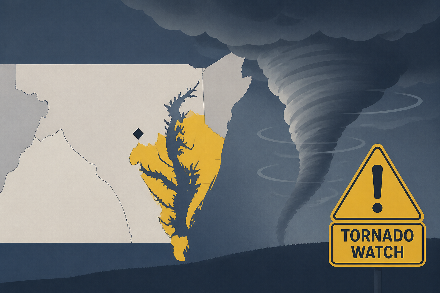 Tornado watch south and east of DC until 10 p.m.
