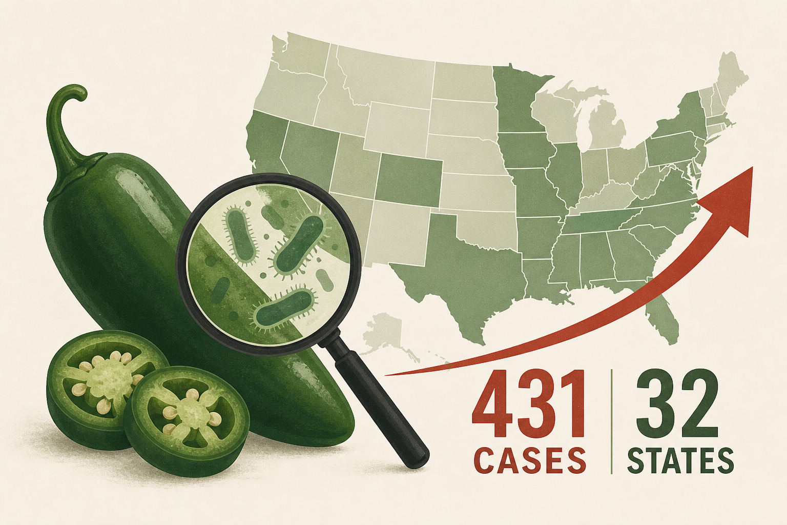 Jalapeño salmonella outbreak grows to 431 cases across 32 states