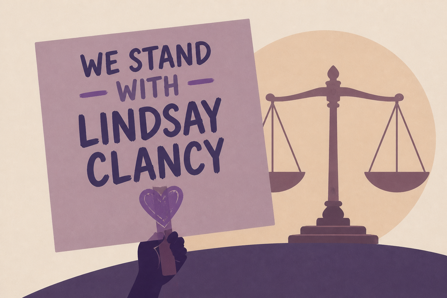 Women rally in support of Lindsay Clancy at her trial