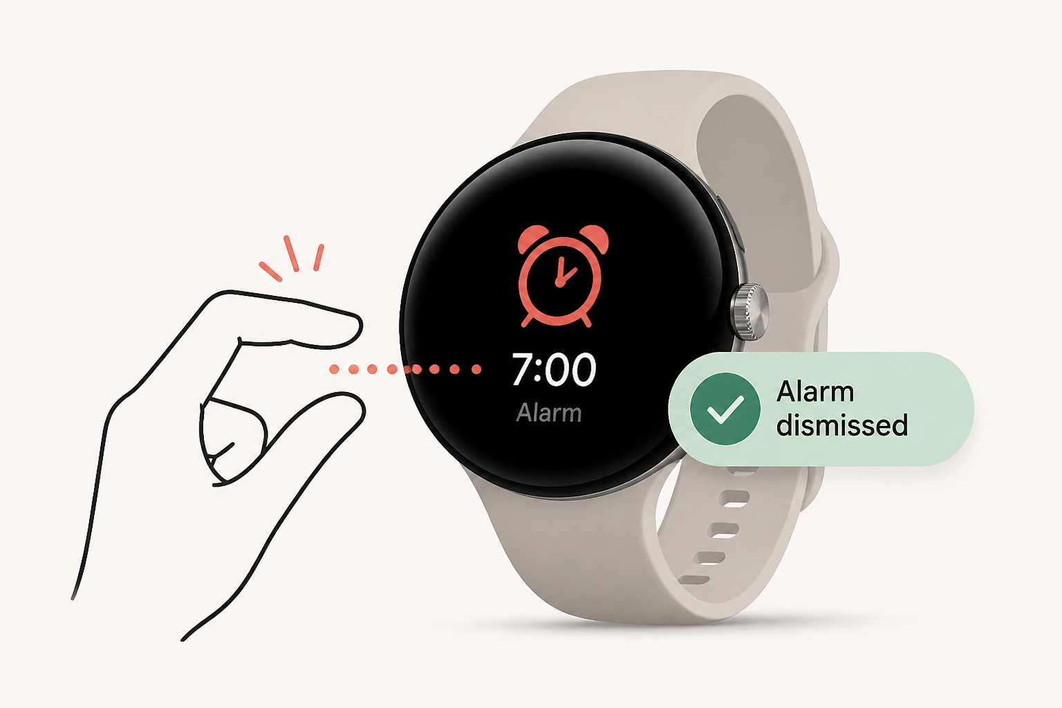 Pixel Watch 5 lets you customize double pinch to dismiss alarms