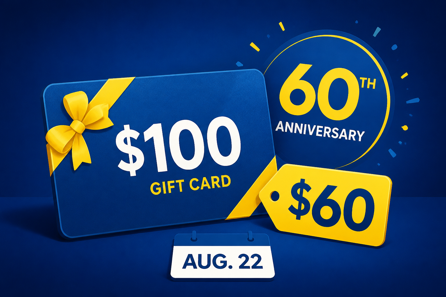 Best Buy 60th anniversary: $100 gift card for $60 on Aug. 22