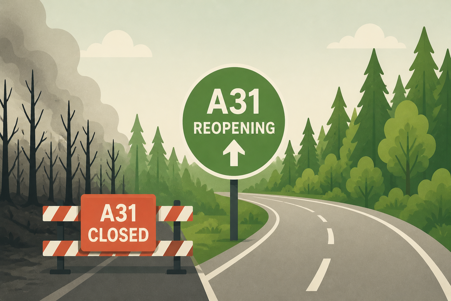 A31 to reopen following New Forest wildfire closure