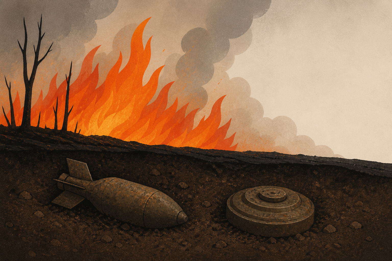 European wildfires reveal buried bombs and mines