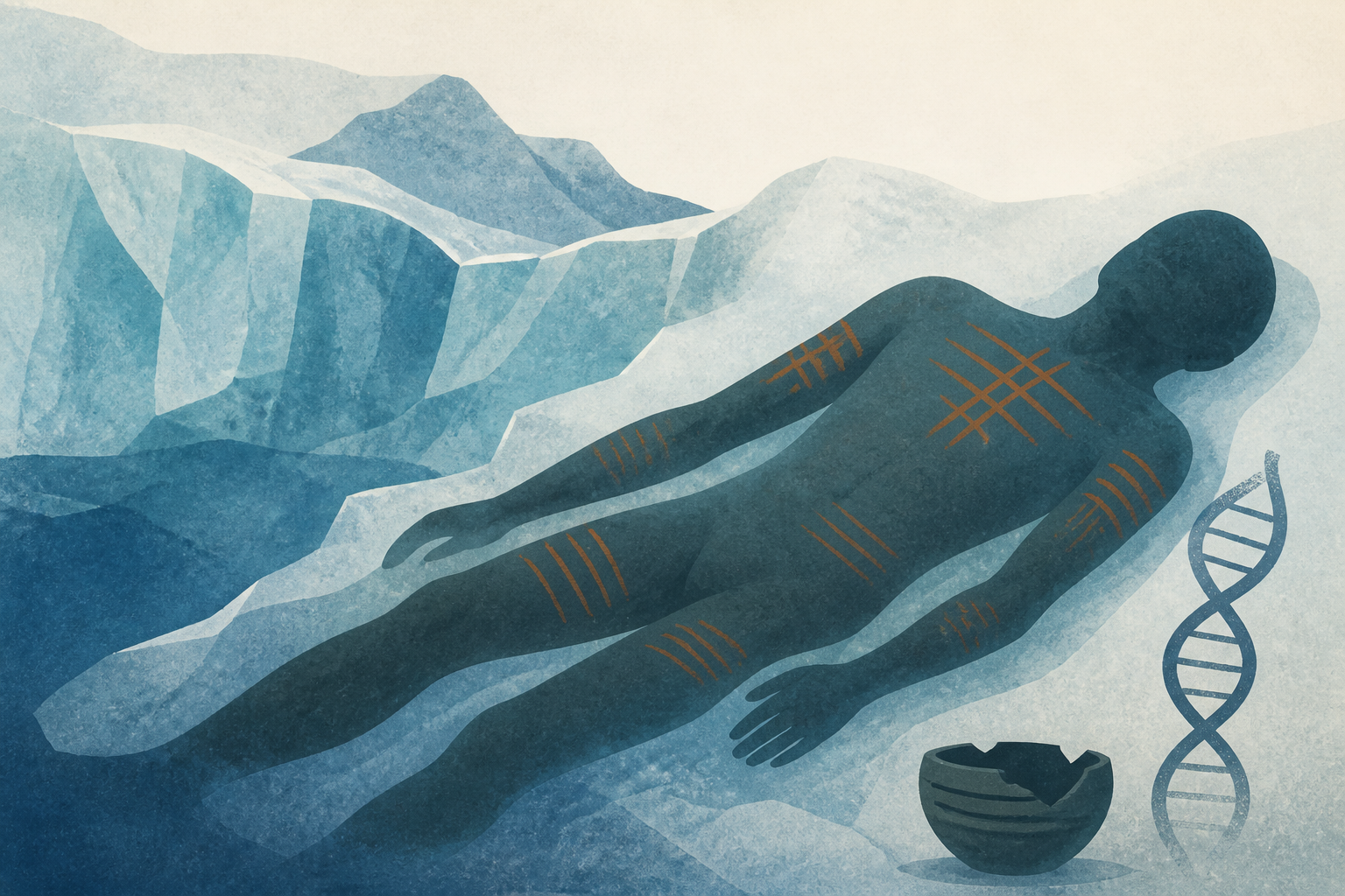 In 1991, hikers in the Alps found a body melting out of a glacier and called the police, assuming it was a lost mountaineer — it turned out to be a 5,300-year-old man with 61 tattoos, an unfinished bo