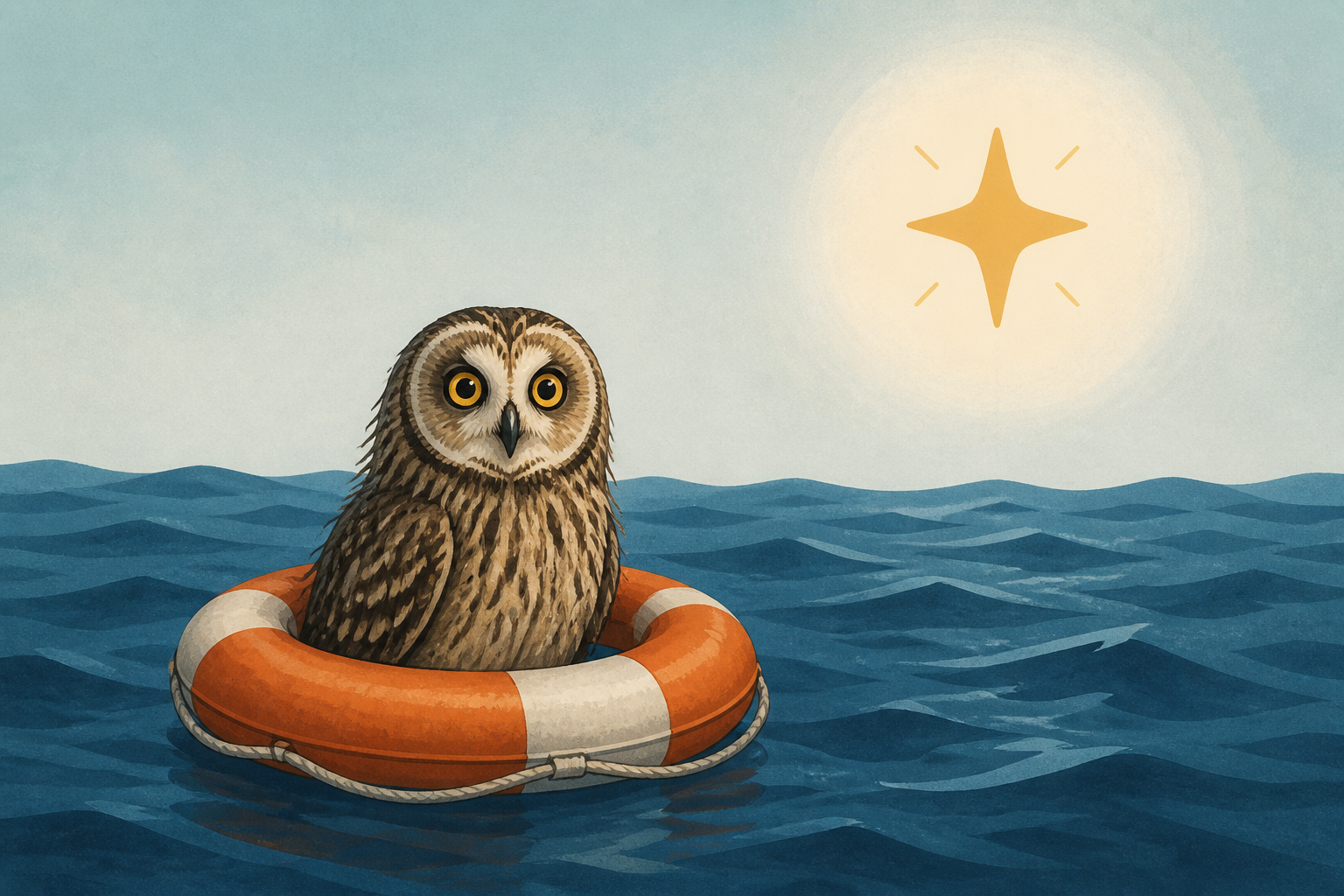Owl Stranded in Open Water 70 Miles from Shore Finds ‘Nothing Short of a Miracle’ While Stuck at Sea