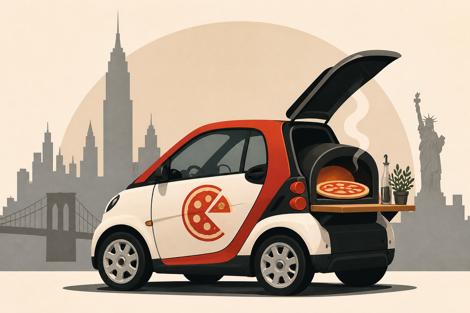 38-year-old runs a mobile pizzeria out of his Smart car in New York City