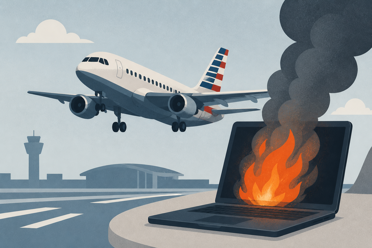 American Airlines reports laptop fire during DFW landing