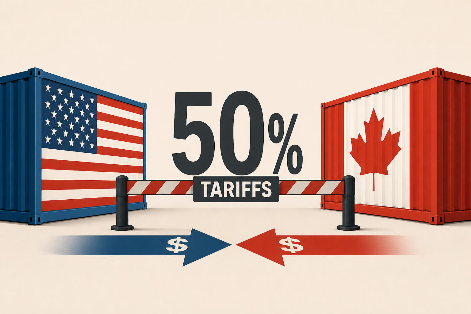 U.S. set to impose 50% tariffs on Canada after failed talks; Canada to match them "dollar for dollar"
