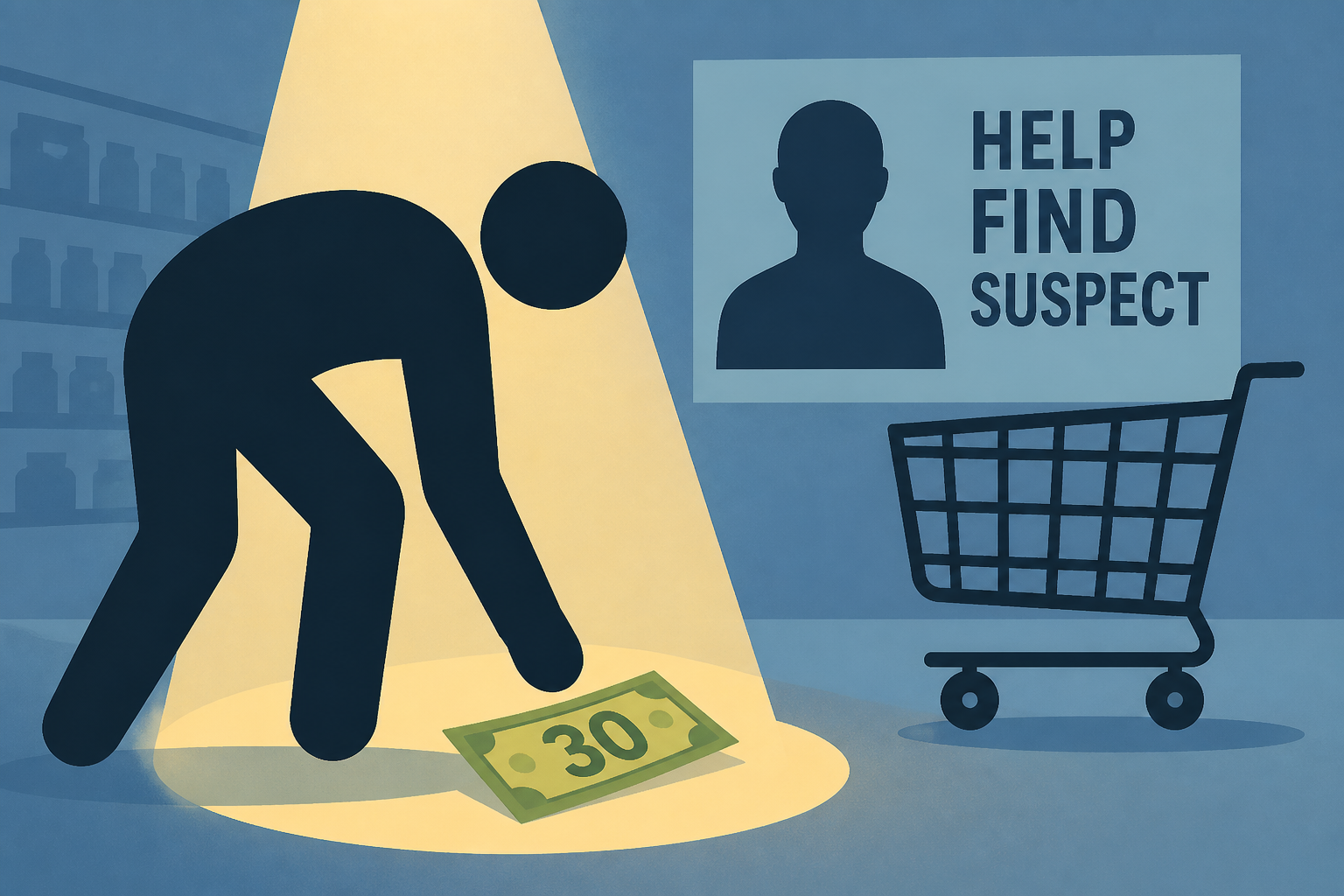 Police request public's help to find suspect who picked up $30 off ground in Walmart