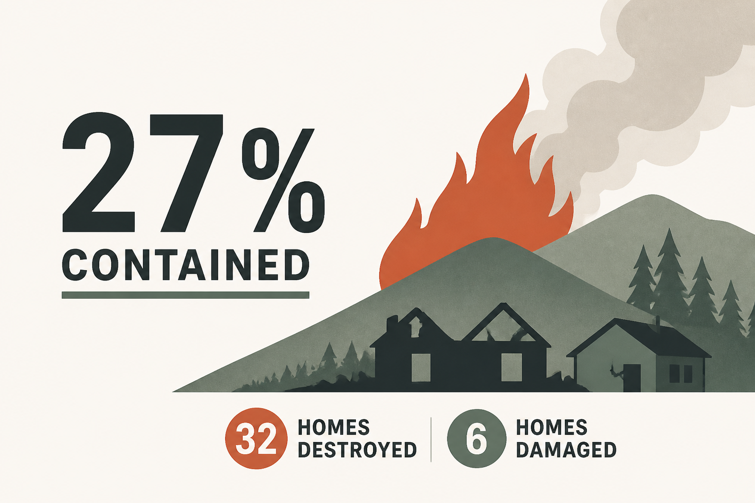Hawk Fire now 27% contained, 32 homes destroyed, 6 damaged