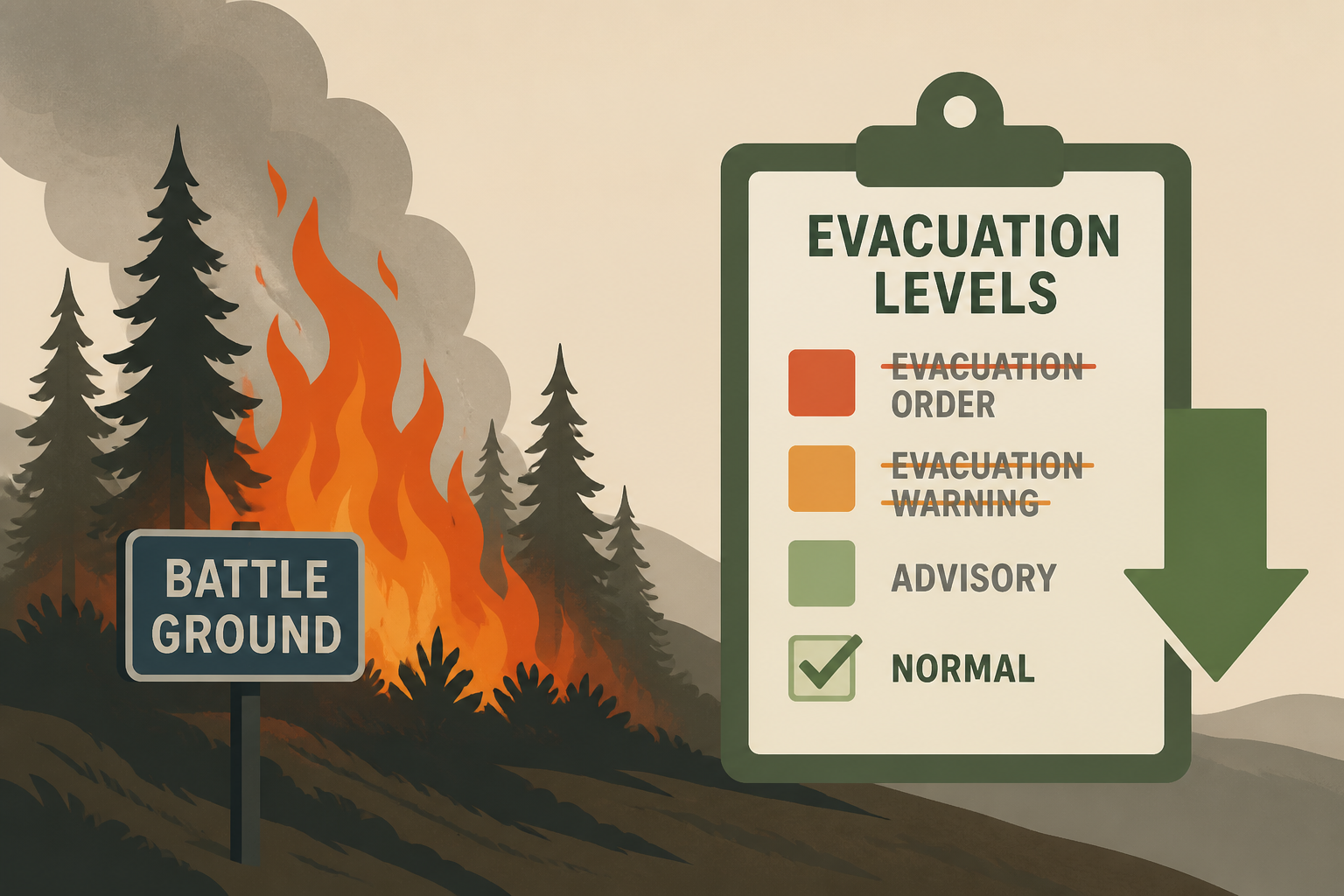 Evacuation levels lowered, dropped for Brush fire burning near Battle Ground