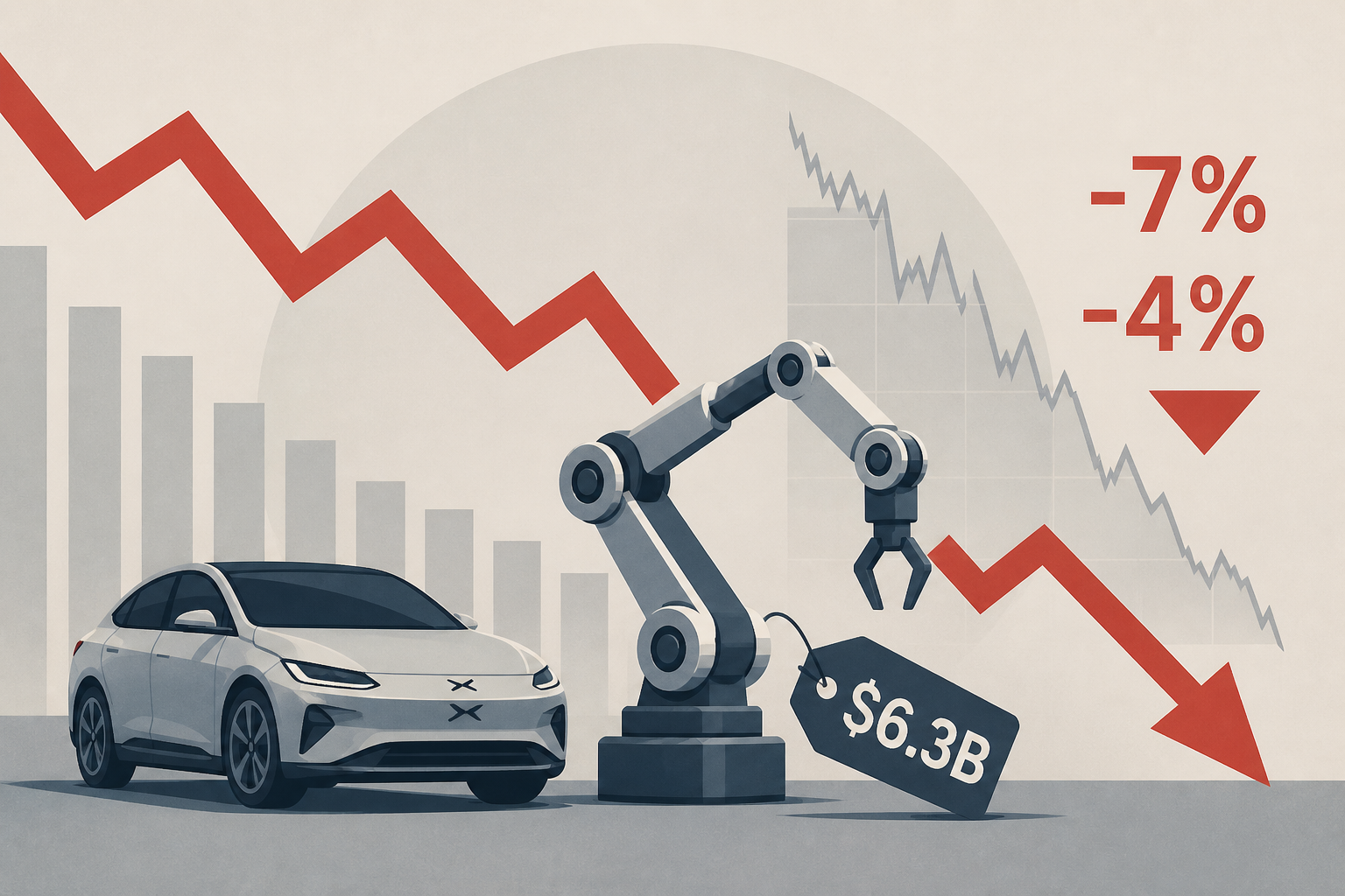XPeng Sinks 7% as Q2 Miss Overshadows $6.3B Robotics Valuation, NIO Drops 4%, Tesla Slips