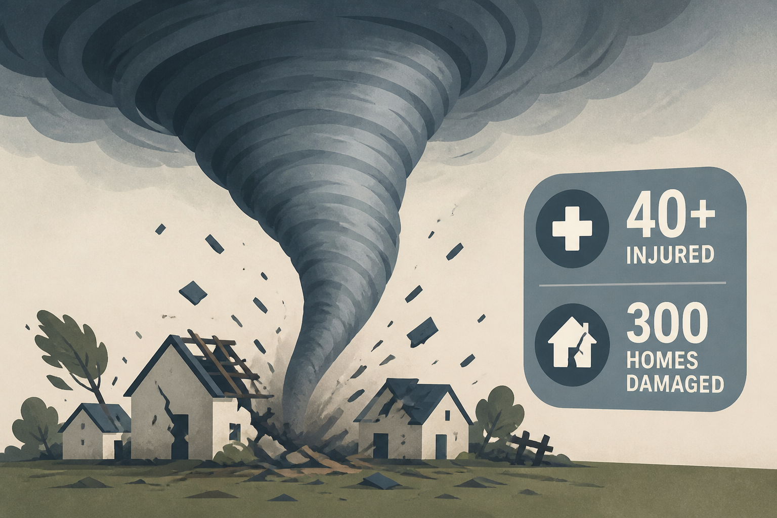 Tornado tears through village in south-west France: More than 40 injured and 300 homes damaged