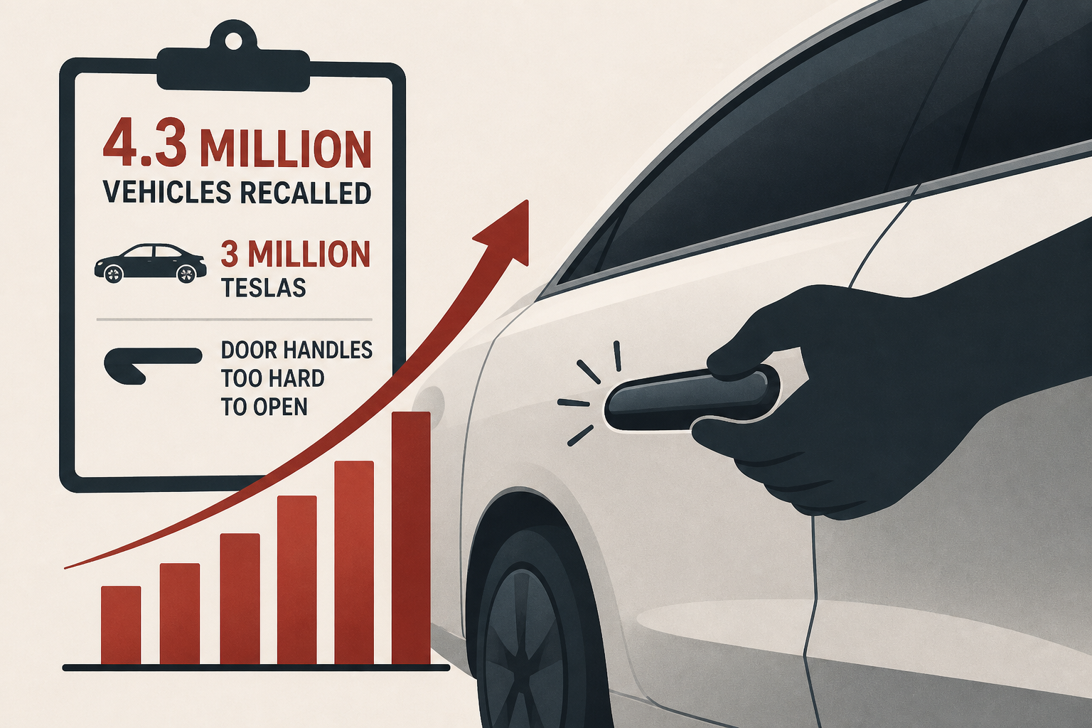 4.3 Million Chinese Vehicles, Including 3 Million Teslas, Recalled For Door Handles That Are Too Hard To Open