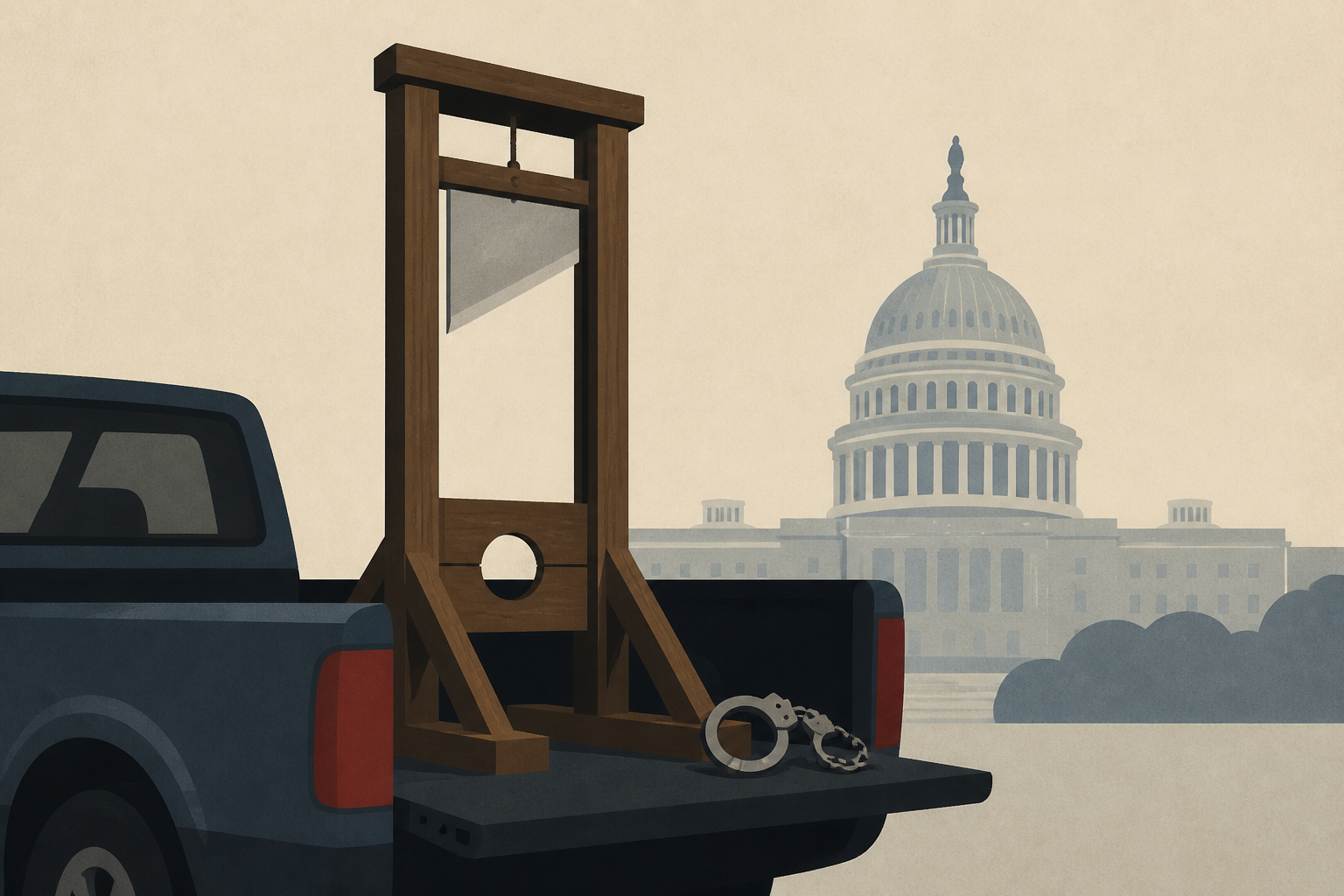 Man arrested after guillotine is found in pickup truck near Capitol