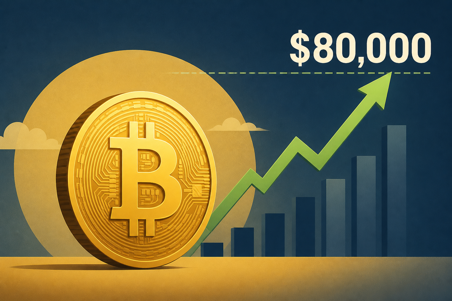Month High as Bitcoin Tests $80,000