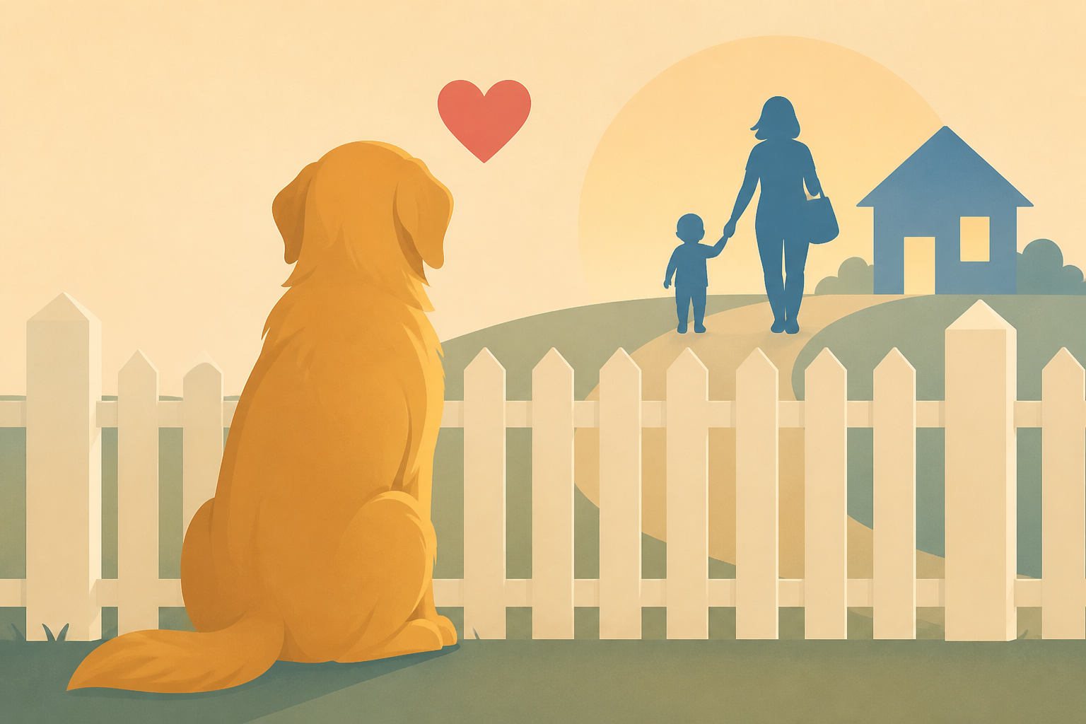 Golden Retriever Waits at the Fence for Toddler & Mom To Come Home, Just To Greet Them Like This