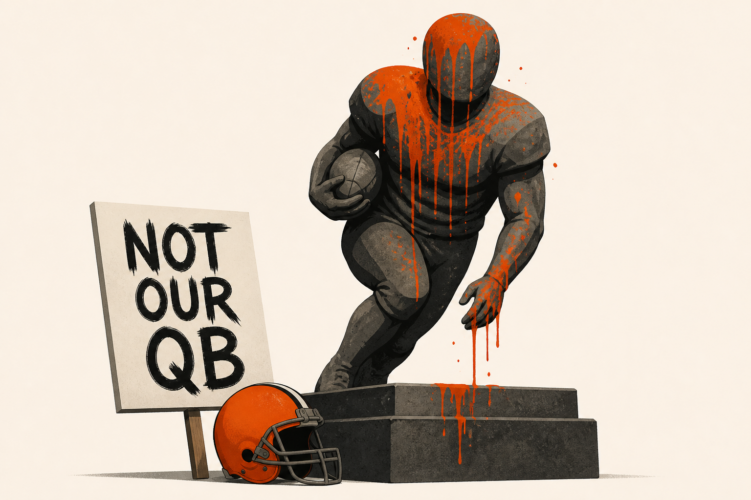 LOOK: Jim Brown's statue vandalized as Browns fans protest Deshaun Watson being named the starting quarterback