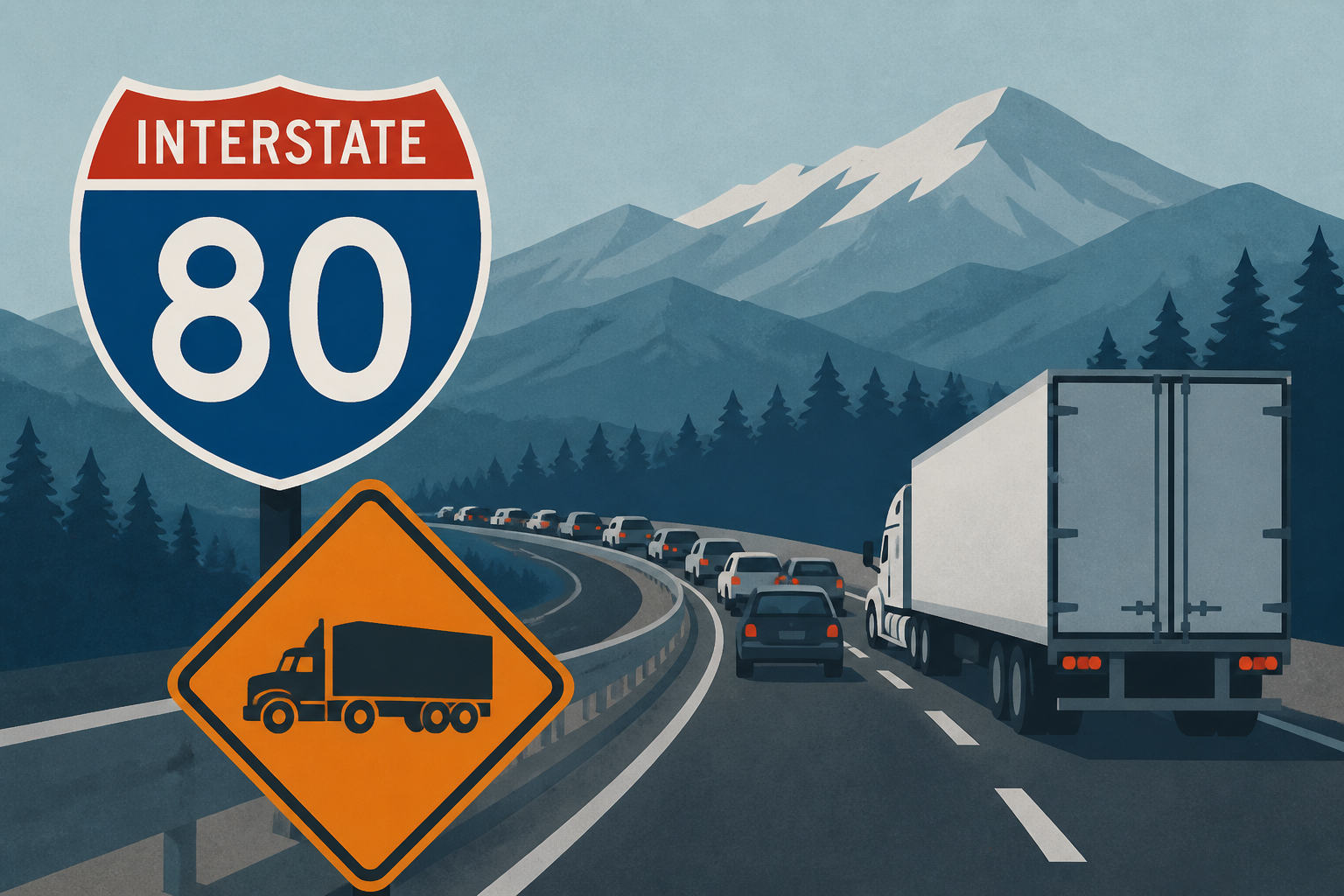 Traffic delays on I-80 after a fatal big rig crash in Truckee