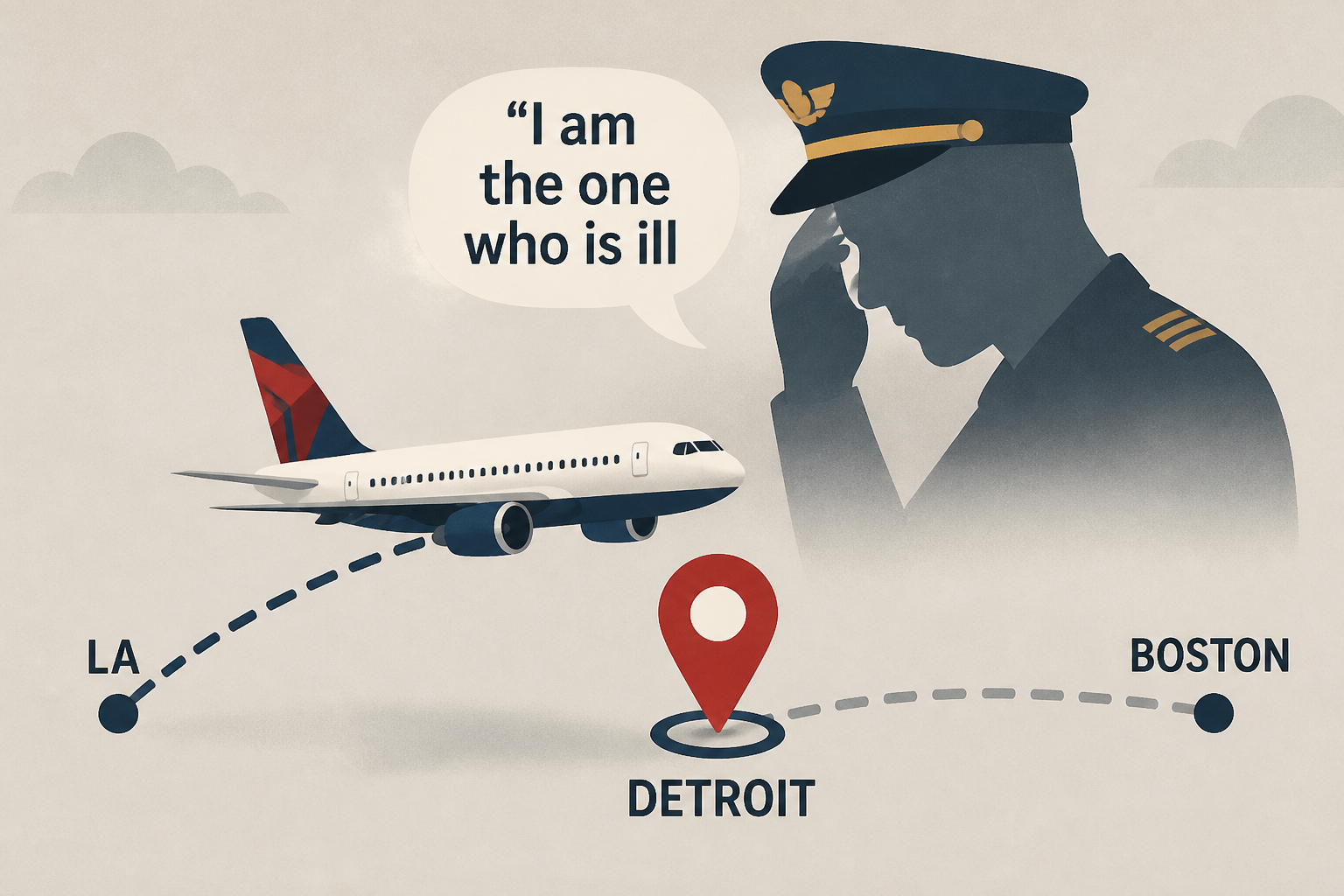 Delta flight from LA to Boston lands in Detroit as captain gets sick: "I am the one who is ill"