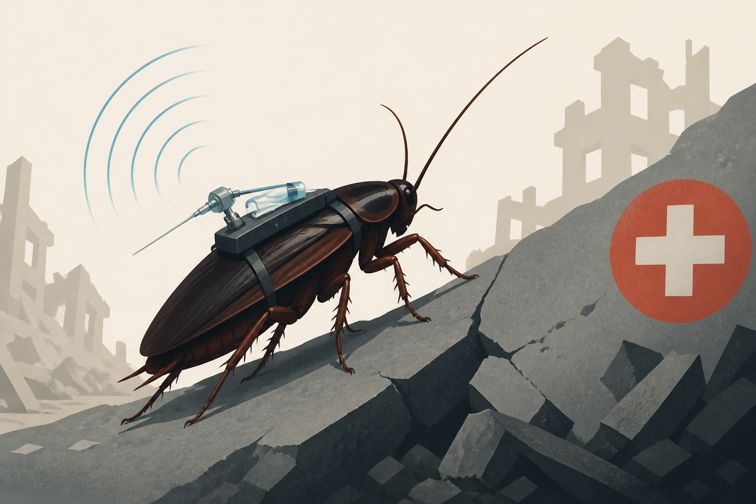 Cyborg cockroaches with tiny syringes designed to join search and rescue teams in major disasters