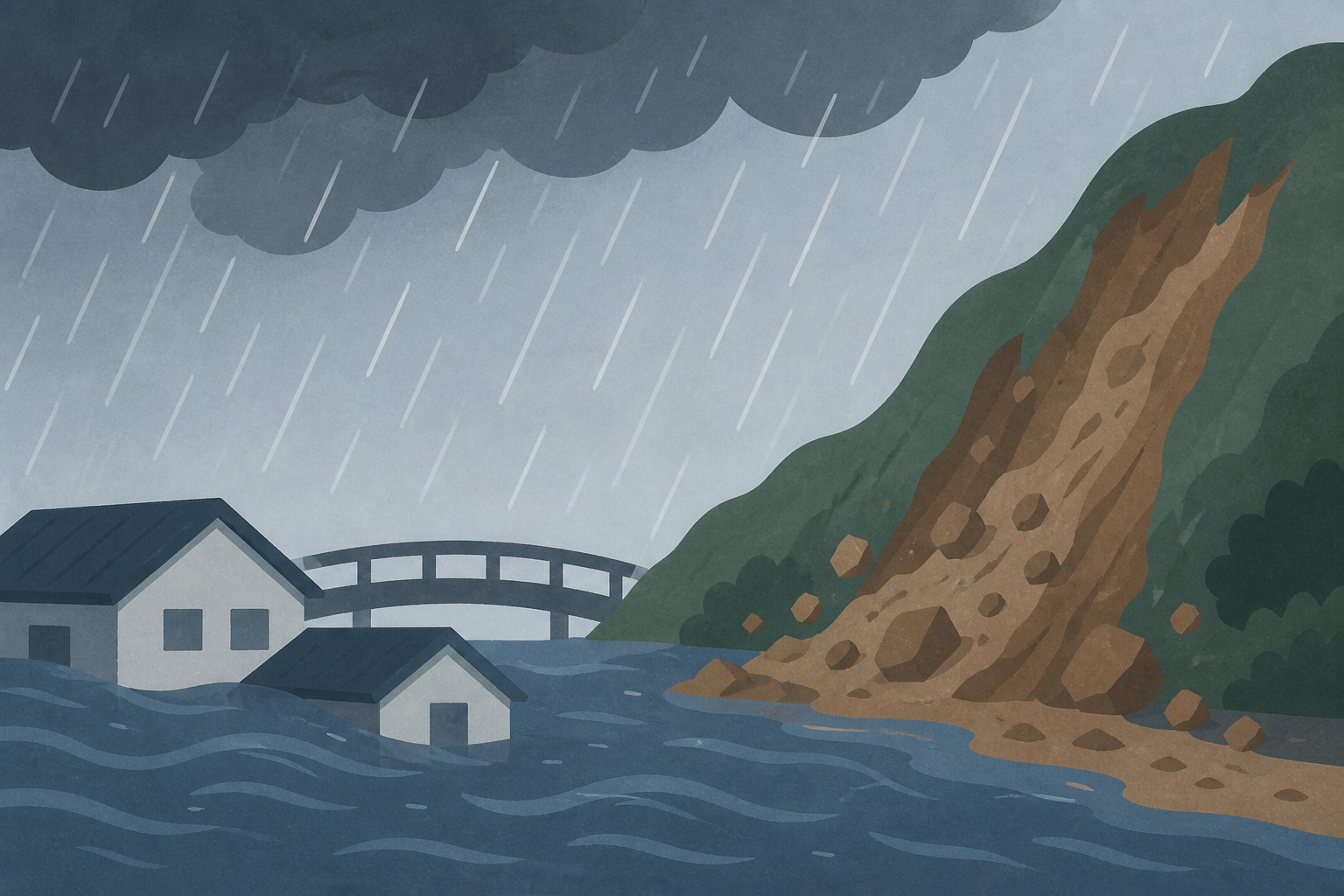 Heavy rain in north-central Japan causes floods and landslides