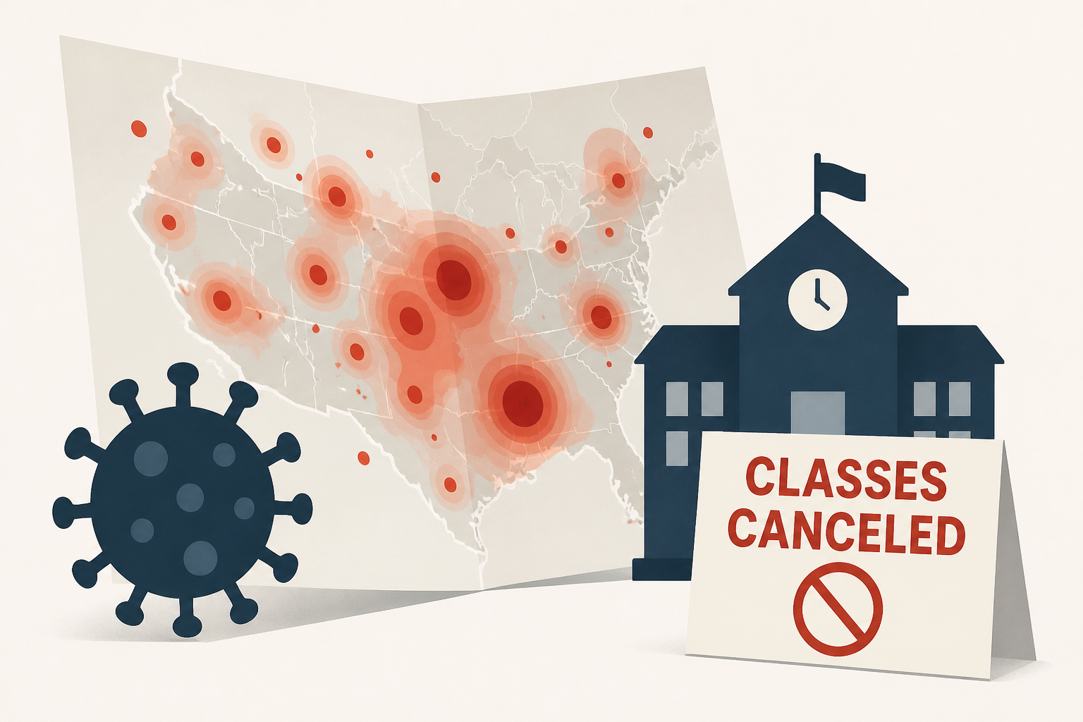 Map Shows ‘Rapid Spread’ of COVID Cases as School Classes Canceled