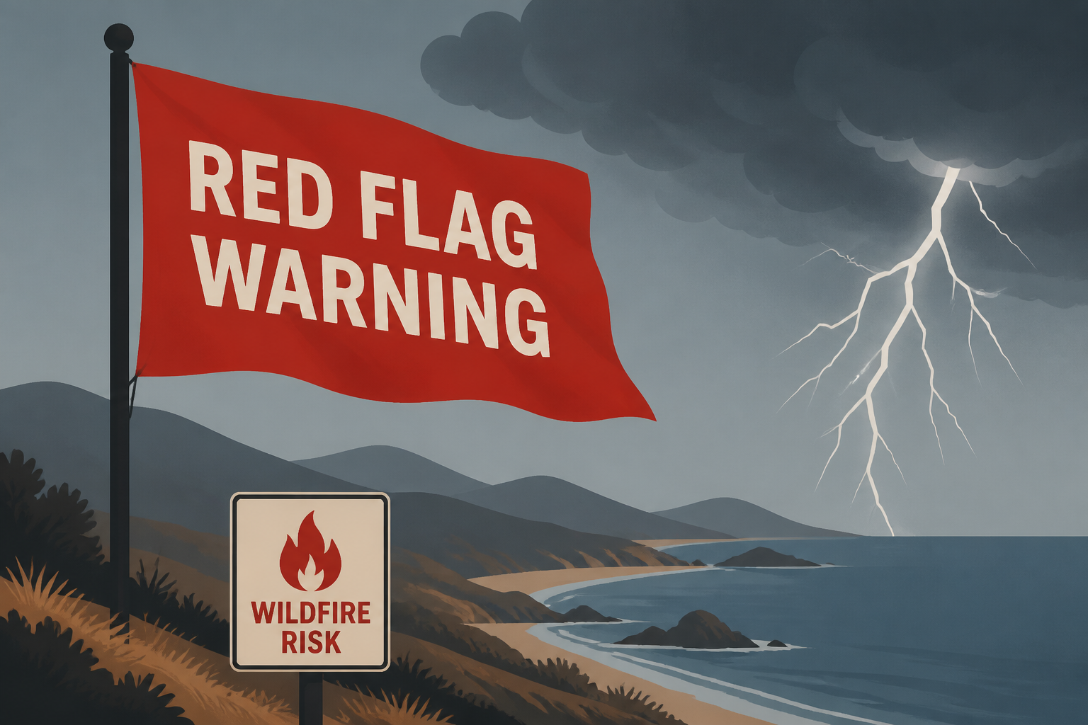 Red Flag Warning hits Central Coast as lightning threat raises wildfire risk