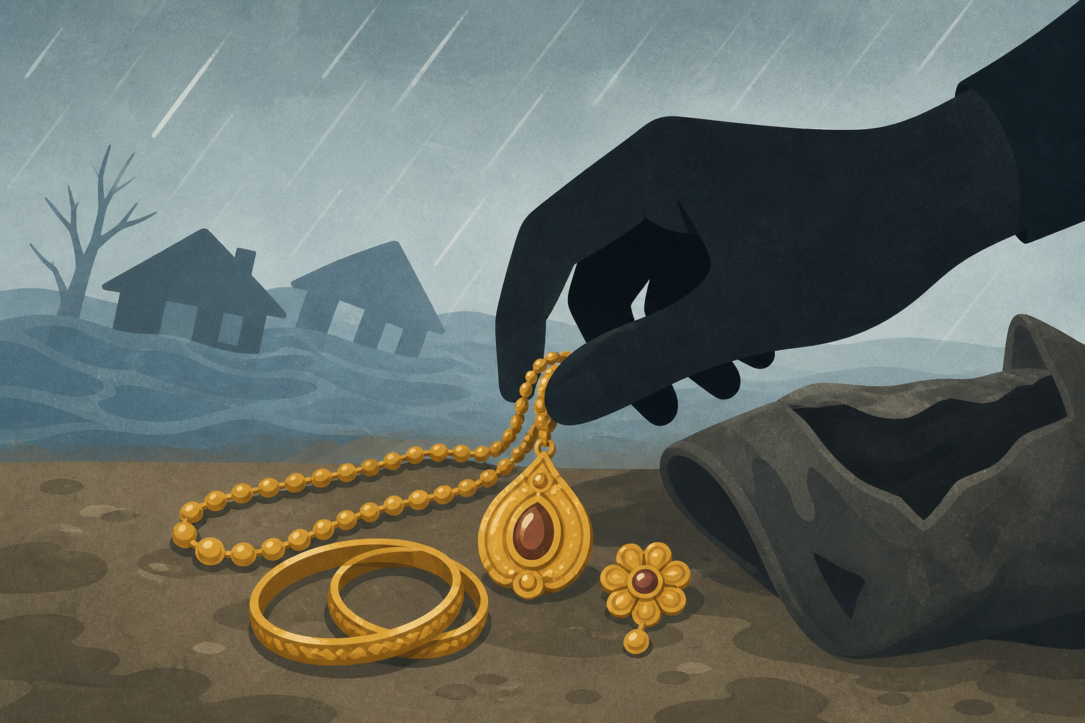 Sick crooks filmed stealing jewelry from Nepal floods victims