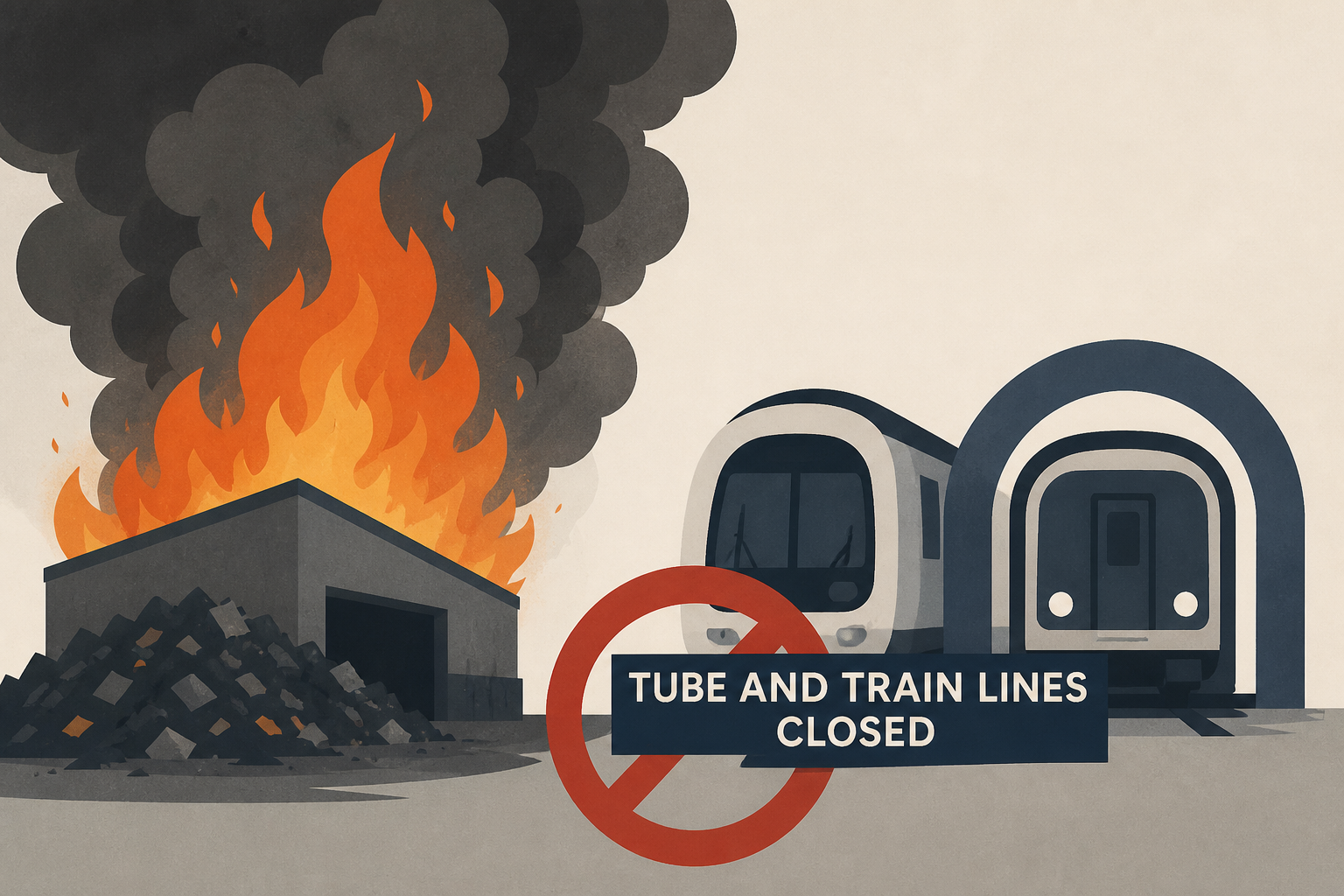 Huge fire at Neasden waste facility shuts Tube and train lines