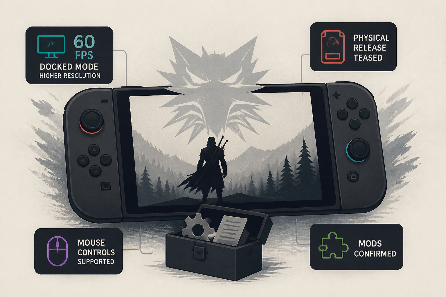 The Witcher 3 Remastered details Nintendo Switch 2 frame rate and resolution, physical release teased, mouse controls supported, mods confirmed