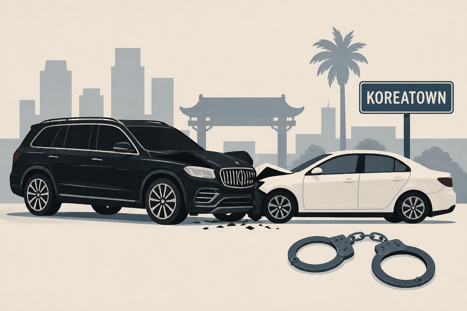 1 dead after violent 2-car crash in Koreatown; driver of Mercedes Maybach SUV in custody