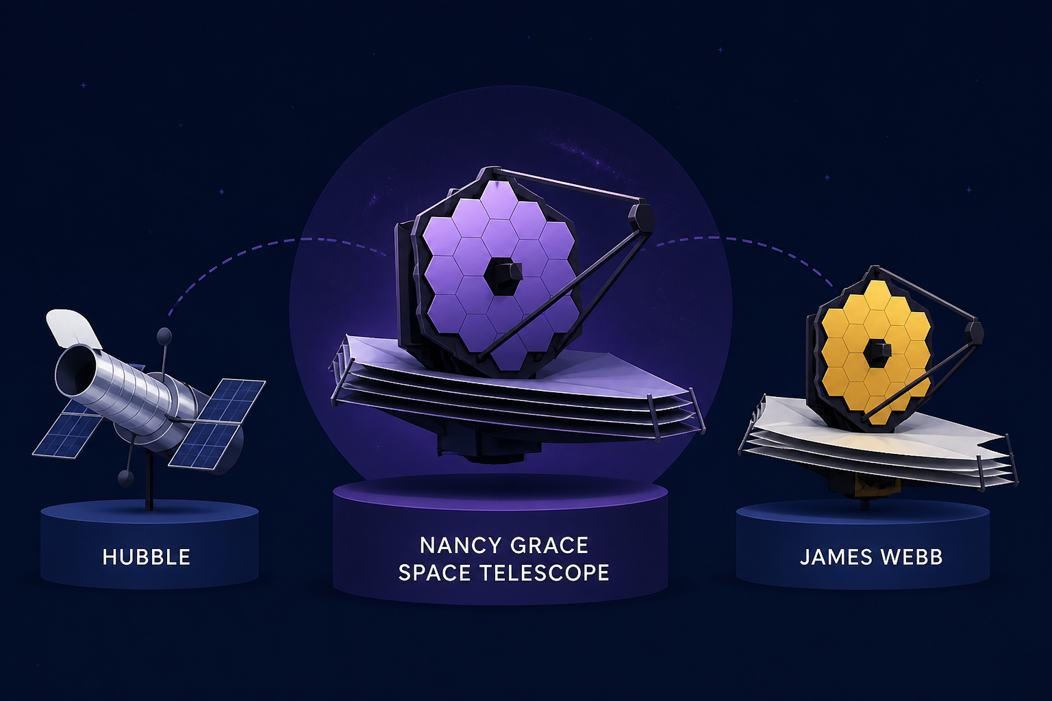 How Nancy Grace Space Telescope compares to the Hubble, James Webb
