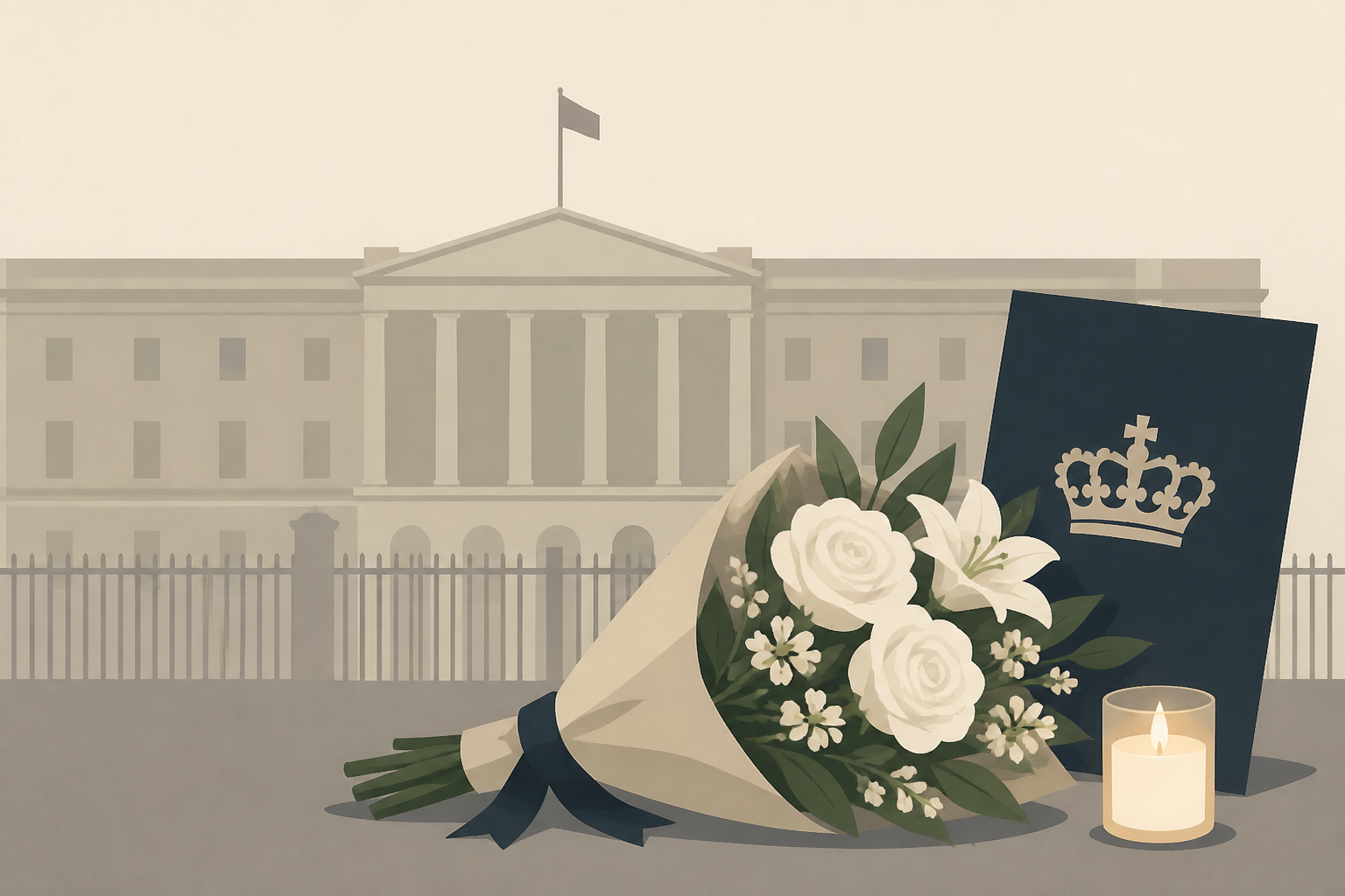 Mourners lay flowers at Oslo's royal palace for King Harald V