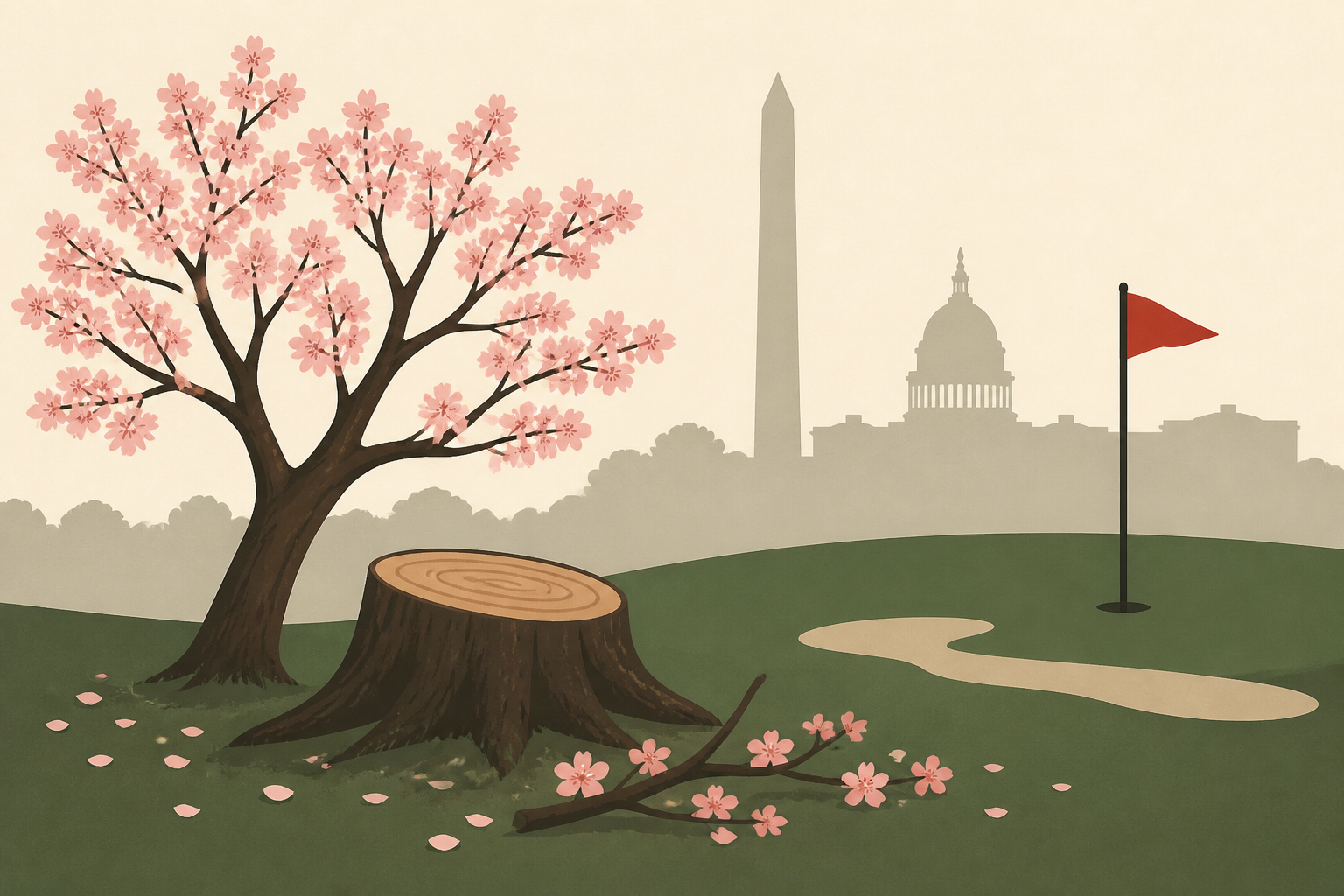 Did Trump cut down over 100-year-old cherry blossom trees in Washington DC for golf course? Details
