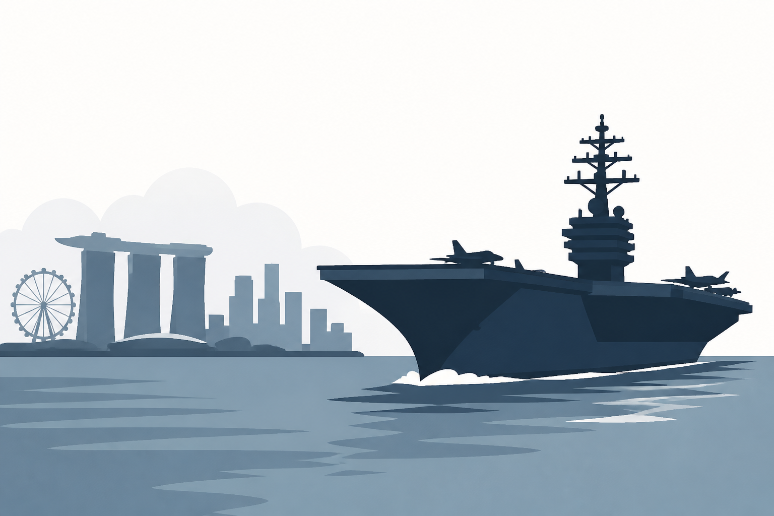 USS Abraham Lincoln sails past Singapore on its way home from Middle East