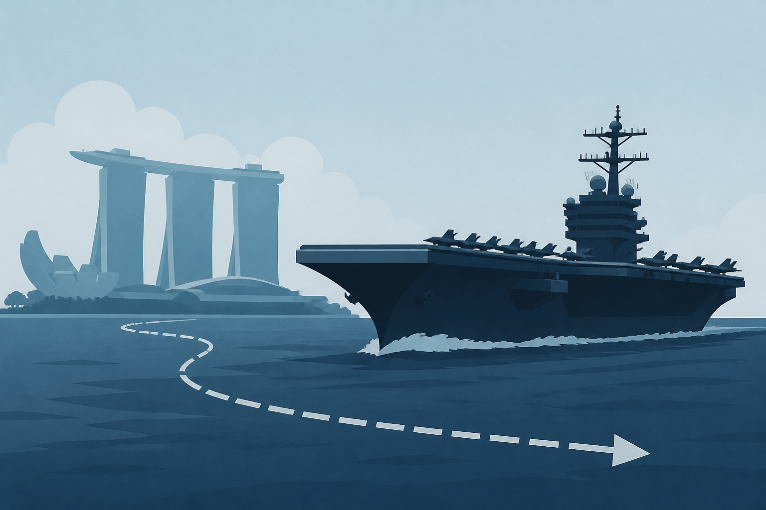 USS Lincoln sails past Singapore on its way to the Middle East after grueling 9-month deployment