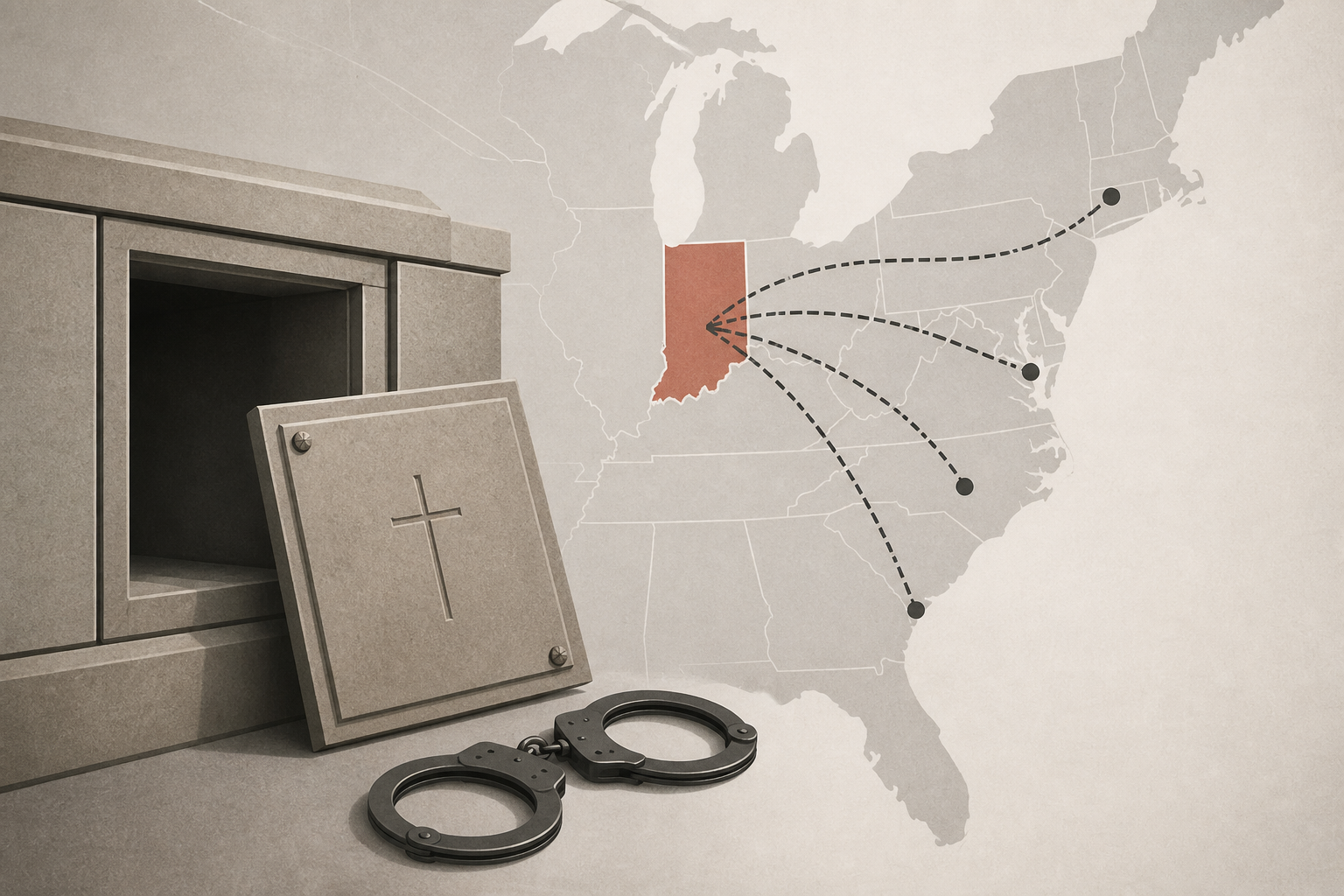 Indiana trio arrested for cemetery niche thefts across eastern US, police say
