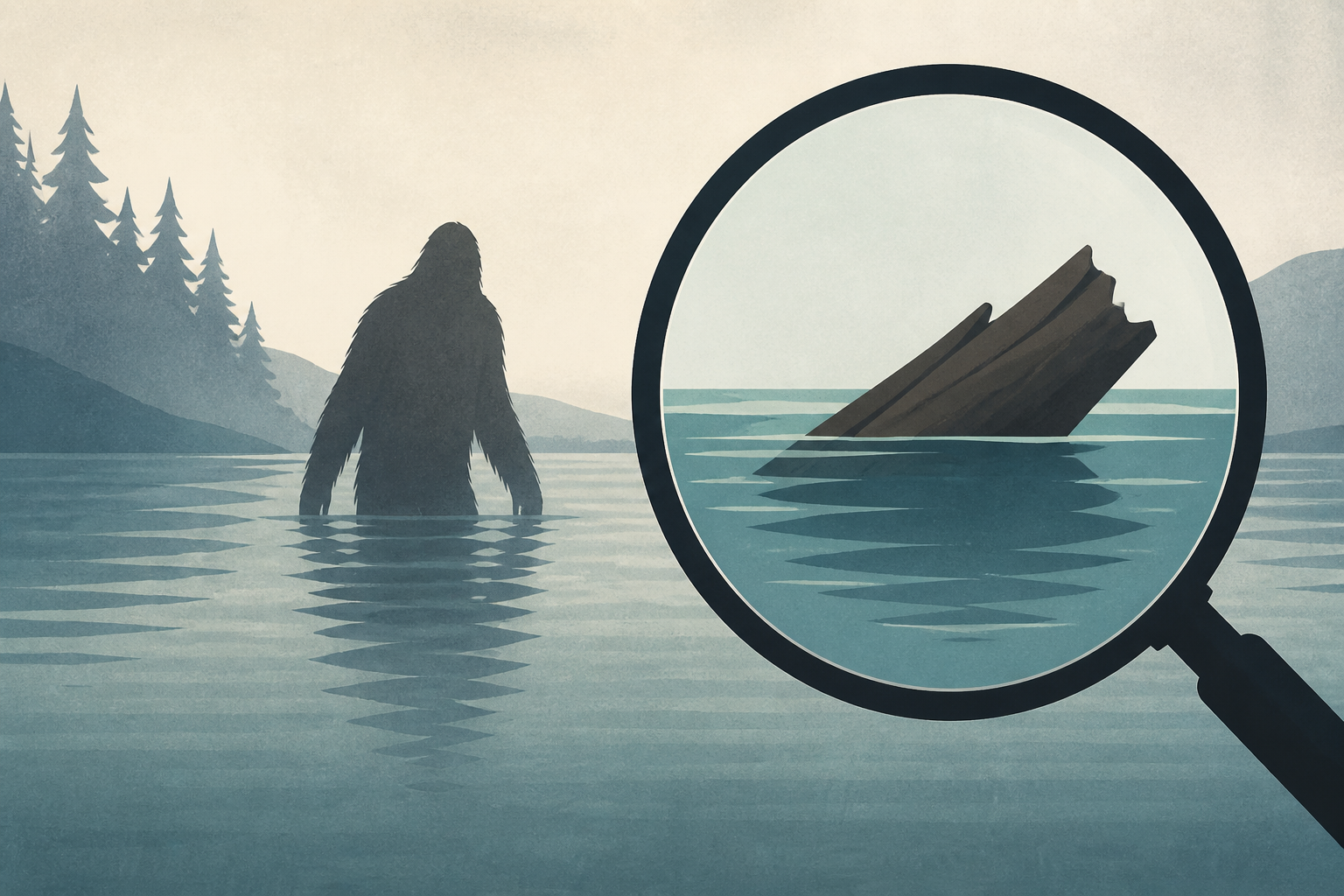 'Inhuman Bigfoot figure' seen lurking in water but there may be a simple explanation