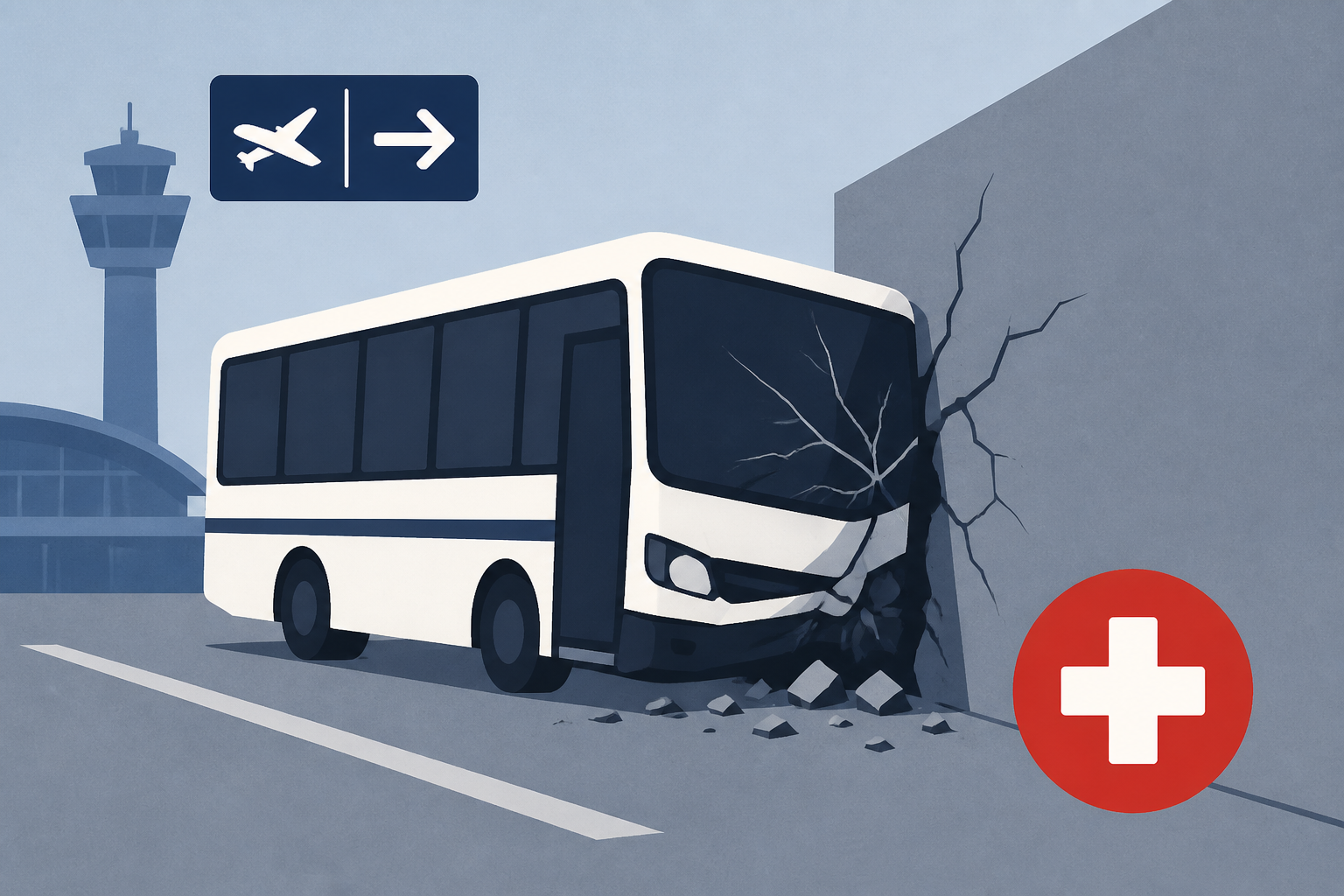 13 people injured, 3 seriously, after airport shuttle bus hits wall at Newark Airport